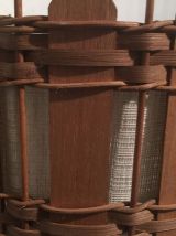 Suspension en bois et rotin années 60