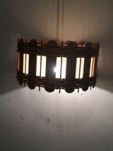 Suspension en bois et rotin années 60