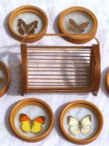 sous-verres papillons en bambou, vintage