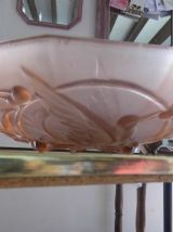 Suspension ARTS DÉCO en verre dépoli, moulé, 