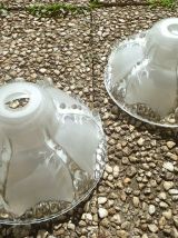 lot abat-jour , suspensions en verre , vintage