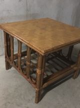 Table basse en rotin années 60