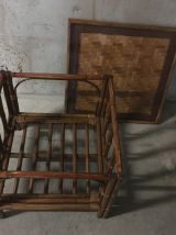 Table basse en rotin années 60