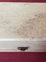 Coffret coquetier métal argenté  décor rose