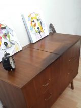 Commode vintage pieds compas,meuble pour vinyles ou hifi