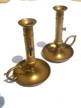 paire  de chandeliers a poussoirs ,laiton vintage