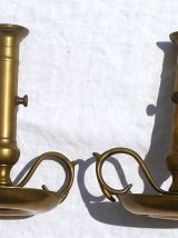 paire  de chandeliers a poussoirs ,laiton vintage