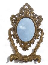 petit miroir  psyché  en laiton, vintage
