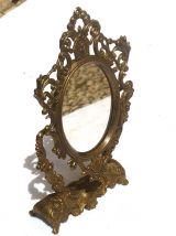 petit miroir  psyché  en laiton, vintage