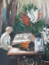 Tabeau-Peinture à l'huile - Original - Marché de Beziers
