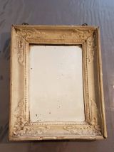ancien miroir cadre bois + plâtre peint avec belle chaîne 
