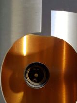 paire d'appliques vintage métal brossé et intérieur orange 