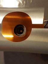 paire d'appliques vintage métal brossé et intérieur orange 