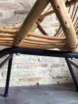 Fauteuil coquille en rotin vintage