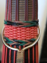 Grande bouteille verre scoubidou vintage 60s