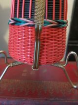 Grande bouteille verre scoubidou vintage 60s