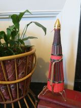 Grande bouteille verre scoubidou vintage 60s