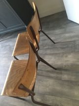 Duo de chaises écoliers vintage en bois