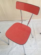 LOT DE 4 CHAISES VINTAGE EN FORMICA ROUGE