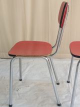 LOT DE 4 CHAISES VINTAGE EN FORMICA ROUGE