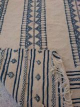 Tapis kilim beige et bleu fait main en pure laine 