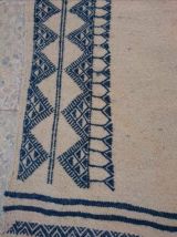 Tapis kilim beige et bleu fait main en pure laine 