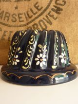 Moule à Kougelhopf, kouglof, bleu à décor floral