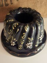 Moule à Kougelhopf, kouglof, bleu à décor floral