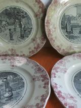 LOT de 4 assiettes parlantes "sujets GENTY"  XIXème 