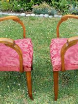 paire de fauteuils bridges bois et tissu