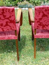 paire de fauteuils bridges bois et tissu