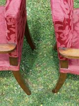 paire de fauteuils bridges bois et tissu