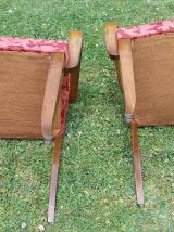 paire de fauteuils bridges bois et tissu