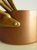 Lot de 5 casseroles française en cuivre étamé 