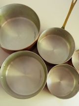 Lot de 5 casseroles française en cuivre étamé 
