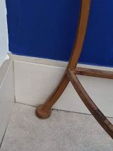 console demi-lune métal marron et plateau en verre vintage