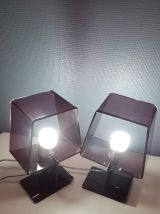 lampes de chevet en plexiglas fumé thermo-formé  années 70