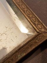 petit miroir ancien  verre biseauté cadre métal doré