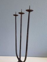 chandelier 3 branches ancien en métal plein noir années 50 