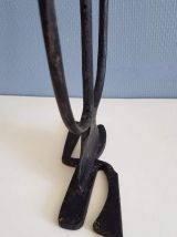 chandelier 3 branches ancien en métal plein noir années 50 