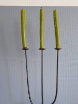 chandelier 3 branches ancien en métal plein noir années 50 