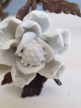 bougeoir art nouveau en bronze et porcelaine blanche