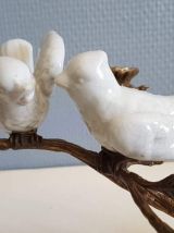 bougeoir art nouveau en bronze et porcelaine blanche