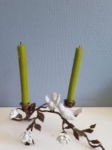 bougeoir art nouveau en bronze et porcelaine blanche