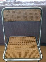 chaise pliable cannée  structure métal chromé style Castelli