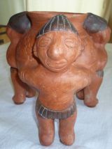 Vase tripode (style précolombien) vintage Mexique