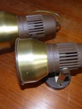 2 appliques/spots années 70 marron et laiton