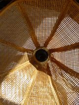 Suspension osier tressé, laiton, vintage