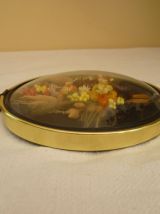 Cadre fleurs séchées, verre bombé, vintage