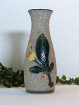 Vase grès décor floral